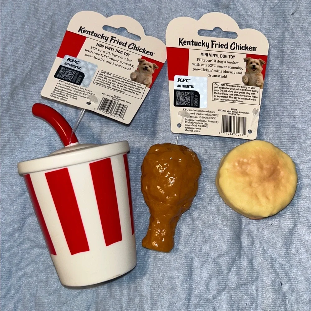 Set of 2 KFC Mini Vinyl Dog Toys 3 Total Toys
